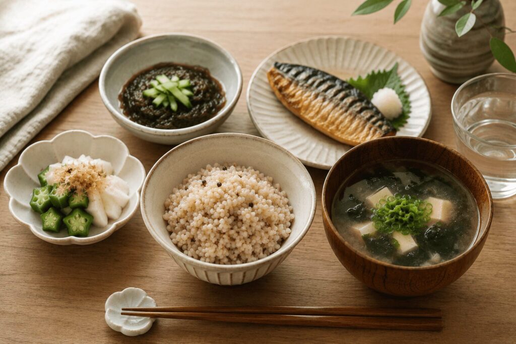 食物繊維たっぷりの健康的な和食イメージ