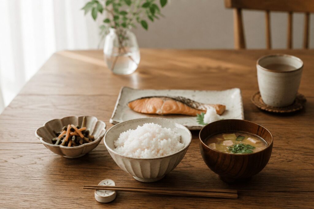 朝ごはんをパンからご飯に変えたイメージ