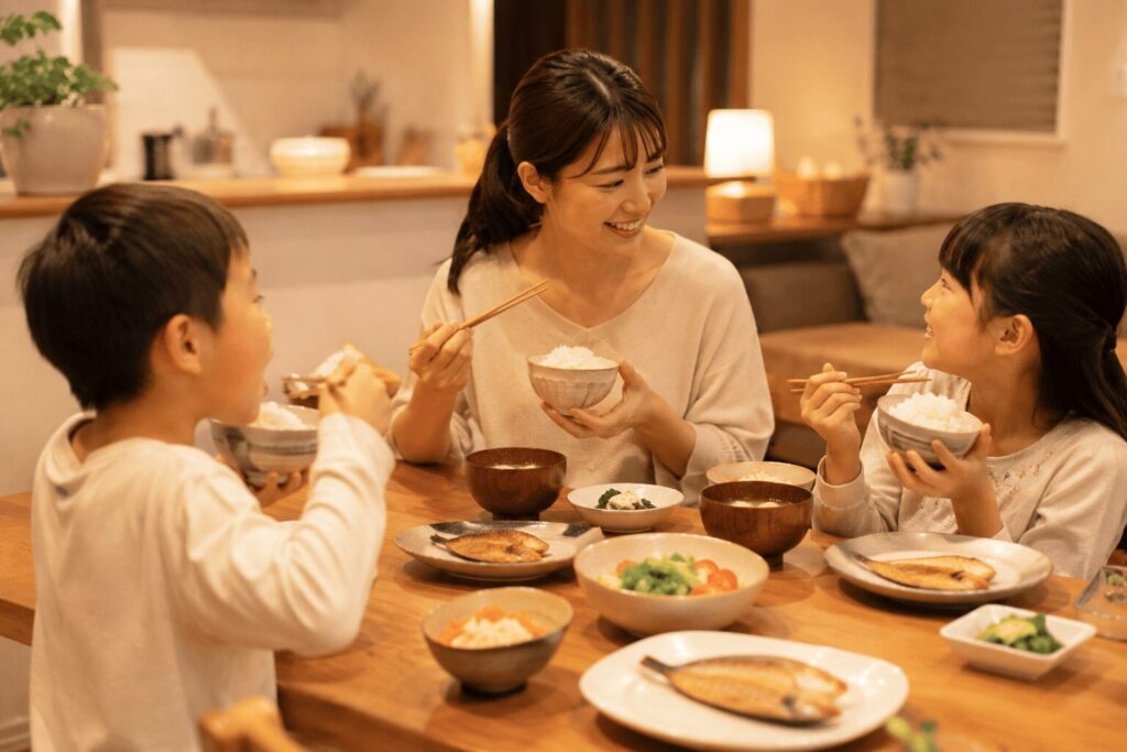 家族で囲む和食の食卓イメージ