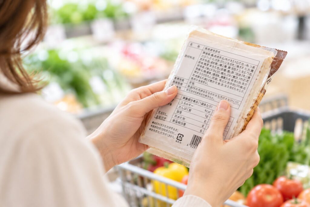 スーパーで商品を選ぶ女性のイメージ